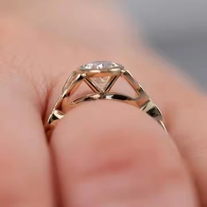 14k Gold 2.00 CT Oval Cut Bezel Celtic Lab Grown Diamond Engagement <b>Ring</b> For Her Lab Grown Diamond <b>Ring</b> for Women - Product Image 2