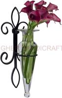 Wadah gantung dalam ruangan vas bunga Modern Fleur dudukan dinding aksen rumah terbuat dari besi dan kaca bening