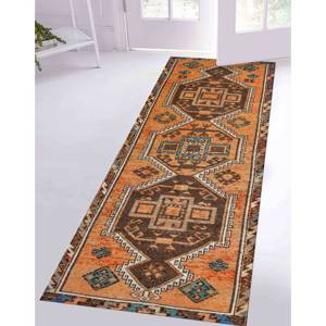 Brown Kilim Pattern Printed Rug: Thick, Persian, Moroccan, Wedding, <b>Car</b> <b>Mat</b>, Gift,Nonwoven Soft Rug - Product Image 1