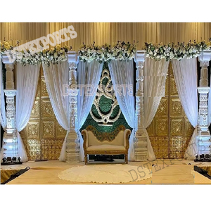 Décor de scène de mariage indien du sud à petit budget configuration de scène de mariage indien traditionnel décoration de scène de mariage majestueuse - Product Image 1
