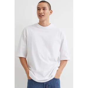 Haute qualité 100% coton rond hommes surdimensionné T-Shirt motif uni tissu éponge Style décontracté imprimé Design - Product Image 5