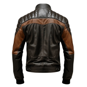 Ropa deportiva transpirable de cuero genuino negro y granate para hombre, chaqueta de motociclista blindada con protección CE para carreras - Product Image 4