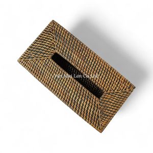 Caja de Pañuelos de Ratán Hecha a Mano de Estilo Rústico con Fibra Natural para Decoración de Interiores del Hogar - Product Image 3
