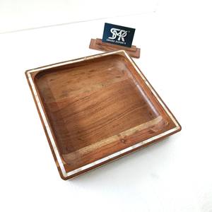 Plateau décoratif en bois de qualité supérieure avec incrustations de nacre pour la décoration et le rangement modernes de la maison - Product Image 1