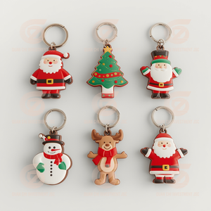 Llavero de Goma con Impresión UV 3D de Dibujos Animados de Papá Noel, Árbol de Navidad y Muñeco de Nieve, Colgante de Muñeca, Marca JINGYI, Hecho en China - Product Image 5