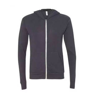 Sudadera con capucha y cremallera ligera de manga larga ajustada para hombre, ropa personalizada Bella de lona, sudadera con capucha y cremallera de manga larga flexible para hombre - Product Image 1