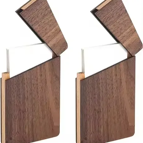 Luxury Wooden Business Card Holder with Magnetic Closure Feels more comfortable than metal