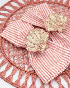 Coastal Rattan Seashell Napkin Ring Natural Woven Beach Theme Pleasing <b>Table</b> Setting <b>Decor</b> Boho Rustic Handmade Dining <b>Accessory</b> - Product Image 6