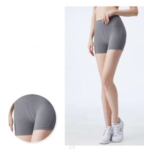 Short de gymnastique sans couture en polyester recyclé personnalisé pour femmes, cordon de serrage élastique à motif solide pour le cyclisme et la course à pied - Product Image 6