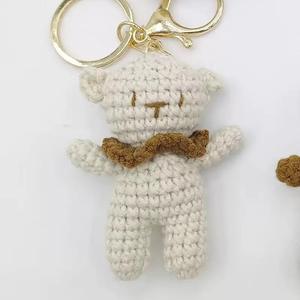 Crochet Cartoon <b>Bear</b> Charm Keychain Mini <b>Cute</b> Plush Soft Handmade Knitted Woven 3D Animal Doll Toys Bag Pendant Accessories Gift - Product Image 5