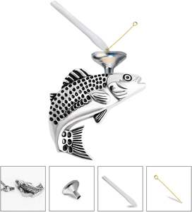 Collar de cremación de urna de pez plateado para cenizas Urna para cenizas humanas en memoria amorosa de papá Medallón de pesca Titular de cenizas Tamaño personalizado - Product Image 5