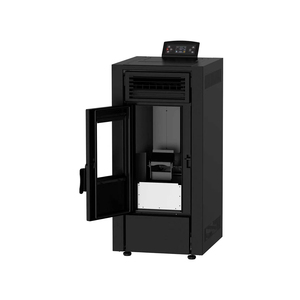 Poêle à granulés de bois autoportant avec foyer, fenêtre de visualisation frontale, commande tactile, design moderne en fonte, chauffage intérieur, garantie 5 ans - Product Image 1