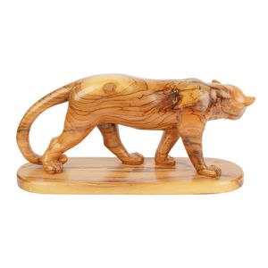Escultura de Puma Tallada a Mano en Madera de Olivo, 30 cm, Figura de Pantera de Madera Hecha a Mano en Belén - Product Image 2