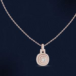 18K Luxury <b>Rose</b> <b>Gold</b> Round Halo <b>Pendant</b> <b>Necklace</b> with Diamonds for Women - Product Image 1