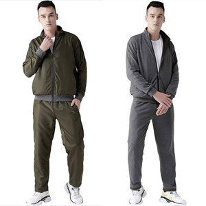 Ensemble veste et pantalon personnalisés oem avec fermeture éclair complète pour hommes, ensemble avec impression de logo, marque privée, fournisseur en usine de vêtements de sport et de gym - Product Image 1