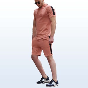 Survêtement Logo personnalisé survêtement hommes 2 pièces ensemble pantalon court Offre Spéciale survêtement sport à manches courtes à capuche t-shirt ensemble court - Product Image 4
