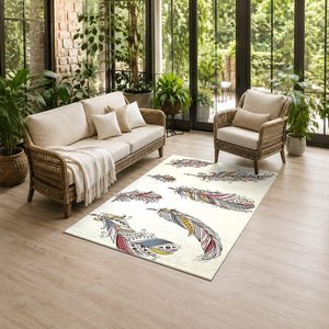 Tapis de salon multicolores neutres modernes vintage imprimés numériquement, lavables en machine, en chenille, antidérapants, vente en gros RUGS DEPOT LXDP-1043 - Product Image 6
