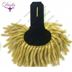 Épaulettes d'épaule de lingot d'or de tissu à coudre brodé de haute qualité avec des planches d'épaulettes de fanfare à frange en spirale lourde - Product Image 2