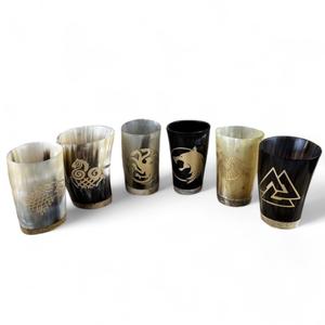 Impex ถ้วยฮอร์นไวกิ้งทำด้วยมือธรรมชาติโคมไฟเกลือแกะสลักคุณภาพพรีเมี่ยมสำหรับคนรักวอดก้าเบียร์ไวน์ - Product Image 4