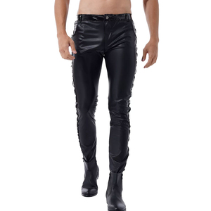 Midorikawa23AW Fringe Leather Slacks Leather Fringe Pants for Men