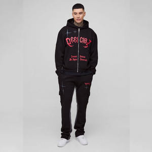 Custom Oversized Hoodie Sweatpants <b>Jogger</b> Set Cargo Pant Tracksuit Print Official Hooded Gusset <b>Jogger</b> Tracksuit <b>Tall</b> & Boxy Fit - Product Image 1