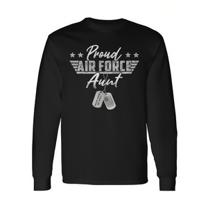 Camiseta de manga larga de la Fuerza Aérea de EE. UU. para tía, diseño a juego para la familia militar, celebra las promociones con la familia orgullosa - Product Image 3