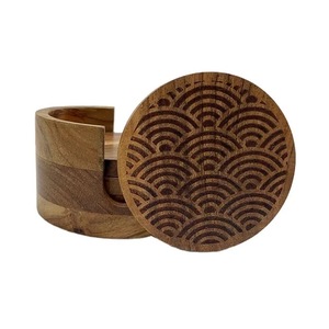 Factory Wholesale Wooden Coaster Tabletop Mats and <b>Pads</b> Elegant Tea <b>Coffee</b> Drink Ware Placemats Perfect for Home Accessories - Product Image 5