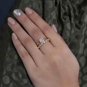 Ensemble de bagues de mariage classiques en diamant de laboratoire certifié IGI, taille coussin, VVS, avec or massif 14 carats, bijoux fins à bas prix - Product Image 2