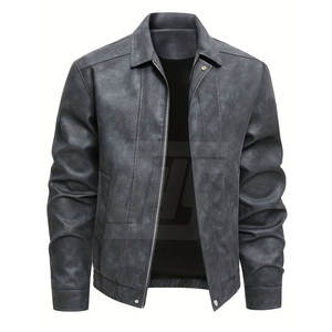 Chaqueta de cuero personalizada con impresión de logotipo para hombre, abrigo de motorista con estilo, proveedor de fábrica, chaqueta de invierno para hombre - Product Image 1