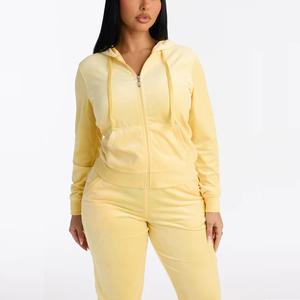 Winter New Custom Leisure Suit Two-piece Set Eco-Friendly Plus Size Quick Dry <b>Velvet</b> Zipper Fly Hooded <b>Tracksuit</b> Jogger <b>Women</b> - Product Image 3