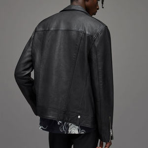 High Street Stylish Durable Cow Skin Leather <b>Jacket</b> Stand Collar Breathable Comfortable Versatile for All Seasons Casual Outfits - Product Image 4