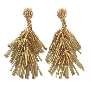 Cuentas de Oro de la Mejor Calidad al Precio Más Bajo, Cuentas de Tubo de Oro Hechas a Mano, Borlas, Pendientes Estilo Araña para Compra al por Mayor - Product Image 1