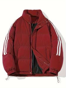 Chaqueta de invierno con logotipo personalizado para hombre, lona acolchada impermeable con cuello levantado, chaqueta acolchada para exteriores, hecha a medida - Product Image 6