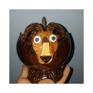 Mini sculpture animale en coquille de noix de coco, matériau : coquille naturelle ; usage : décoration d'étagère ; origine : production artisanale vietnamienne - Product Image 3