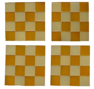Sets de table carrés en céramique, motif damier orange beige, antidérapants, design moderne - Product Image 3
