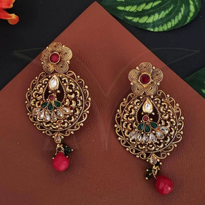 Elegantes pendientes tradicionales de Polki de 6,5 cm y 23gm, perfectos para ropa de novia, bodas y trajes étnicos - Product Image 1