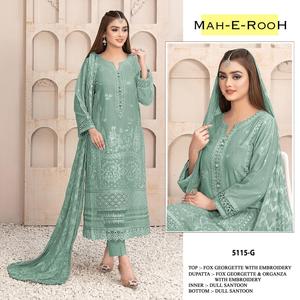 New Style Heavy Faux Georgette Bridal Kurta/<b>Kurti</b> for Indian/Pakistani Weddings Embroidery Work Sequence Dress Brides Maruti - Product Image 5