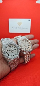 Reloj de hombre helado de alta demanda completamente cubierto brillante CZ Lab Diamonds movimiento de cuarzo caja de aleación banda de estilo de negocios de vidrio - Product Image 4