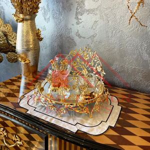 Gold Royal Design Metal Cake Stand with With <b>Mirror</b> Top Luxury Wedding Cake Display Cake - Product Image 6