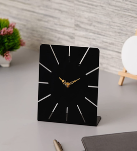 Ak Brass Sleek and Trendy Modern <b>Table</b> <b>Clock</b> in Metal Unique Home Decor Contemporary Metal <b>Table</b> Piece - Product Image 1