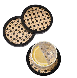 Posavasos de café de ratán redondeado de diseño hecho a mano de Material puro de alta compra posavasos de ratán posavasos para taza de café - Product Image 6