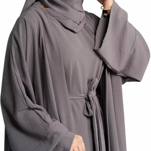 Dernières vacances Abaya de luxe couleur grise abaya unie nouvelle abaya traditionnelle islamique design africain manches respirantes robe dubai - Product Image 1