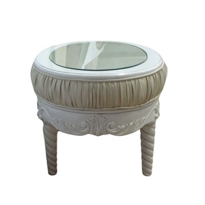 Table basse en bois massif rembourrée de style antique français, peinte en blanc, meubles de salon en provenance d'Indonésie, Jepara Furniture - Product Image 3