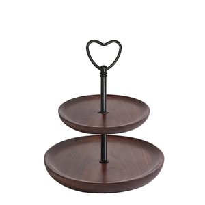 Durable Cupcake Dessert <b>Stand</b> with Handle for Fruit Display, Three <b>Tier</b> Wooden <b>Cake</b> <b>Stand</b> with Black Metal Frame for Wedding - Product Image 5