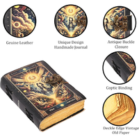 Troisième oeil Vintage Antique livre en cuir véritable lié Journal avec bord Deckle papier Grimoire imprimé Journal sorcellerie approvisionnement