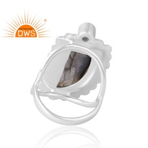 Nuevo lanzamiento 925 plata esterlina Natural Arco Iris Luna y labradorita anillo de piedras preciosas joyería personalizada para mujer regalo para ella - Product Image 2
