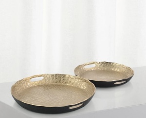 Bandeja texturizada plateada de diseño único, ideal para mesa moderna, centro de mesa decorativo para eventos y decoración del hogar - Product Image 2