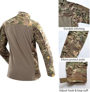 Chemise de combat d'assaut de camouflage tactique imperméable pour hommes uniforme 1/4 avec fermeture éclair à manches longues coupe ajustée <span class=keywords><strong>t-shirt</strong></span> camouflage avec poches - Product Image 3