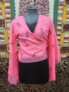 Top corto de seda de verano para mujer, diseño de abrigo corto, corbata frontal, tela suave, estampado Floral, ropa de día elegante, noche relajada - Product Image 3