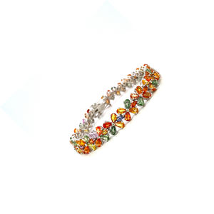 Pulsera ajustable de Plata de Ley 925 hecha a mano, múltiples piedras preciosas de zafiro, regalo de boda clásico para fiestas de mujeres - Product Image 4